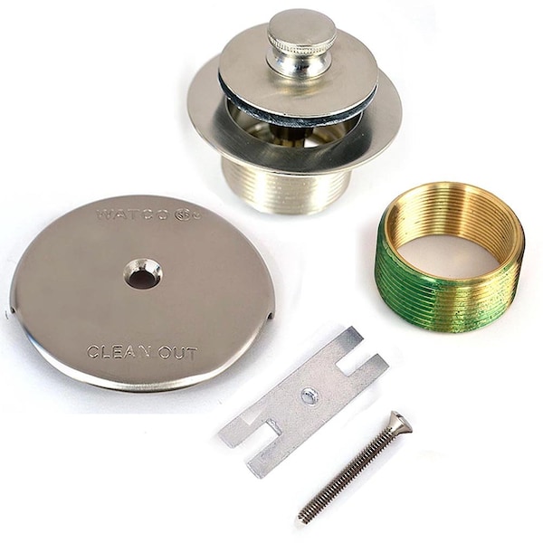Watco 1.625 in. Overall Dia. x 16 Threads x 1.25 in. Lift-Turn Bath Stopper w-Bushing Trim, Brushed Nickel 58190-BN - main